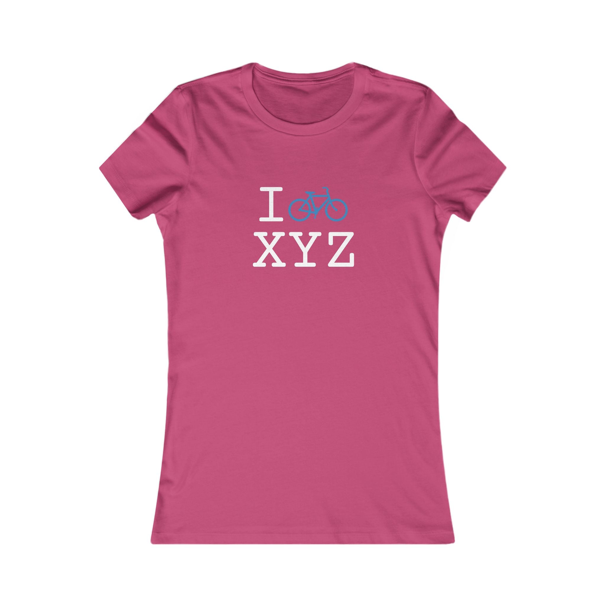 "I Bike ___" women's T, light blue bike
