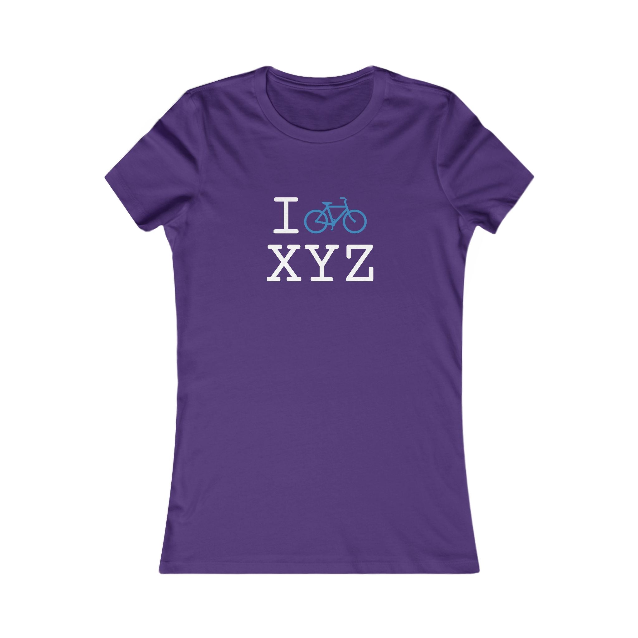 "I Bike ___" women's T, light blue bike