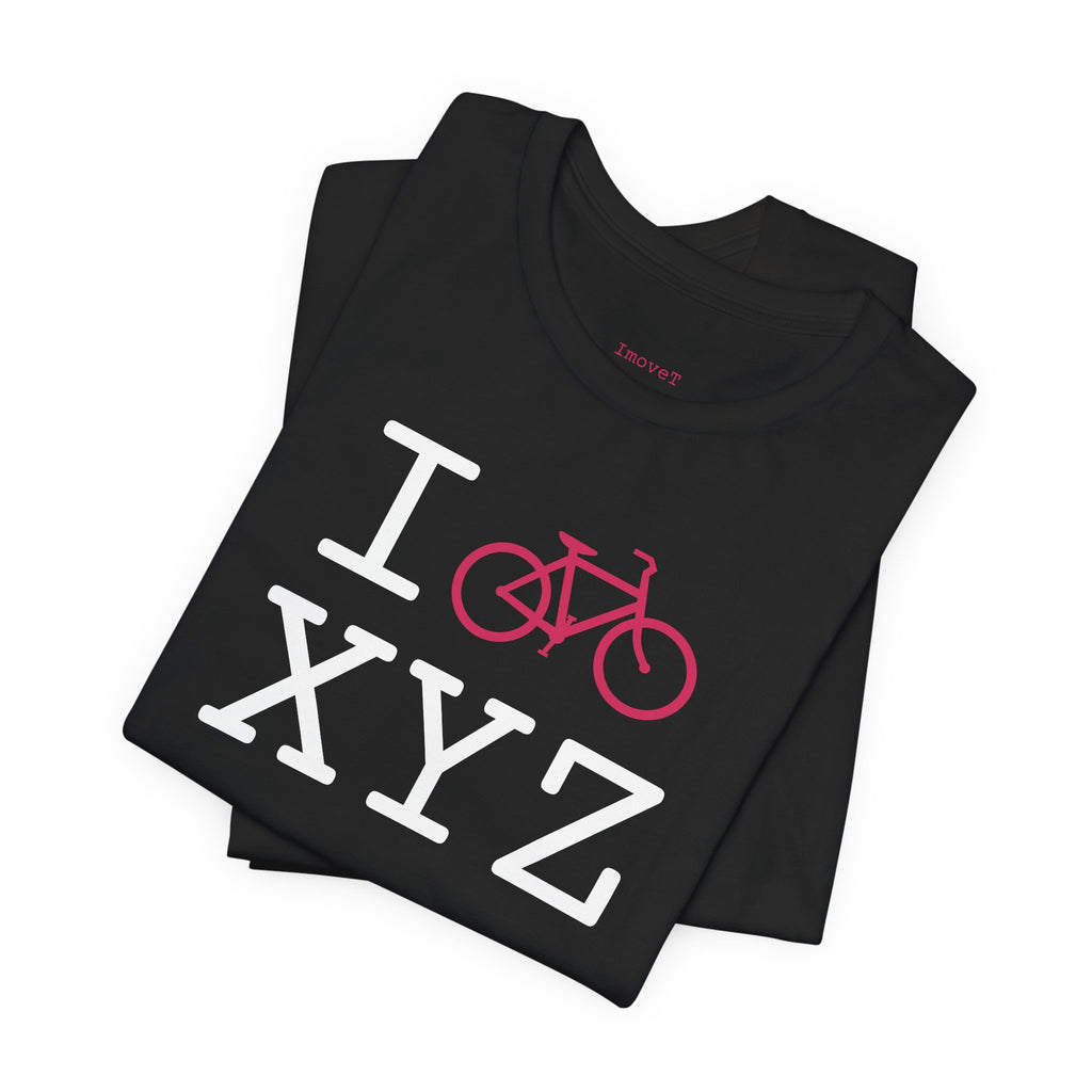 I Bike unisex T, hot pink bike