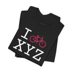 I Bike unisex T, hot pink bike