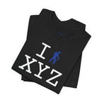 I Hike unisex T, blue hiker