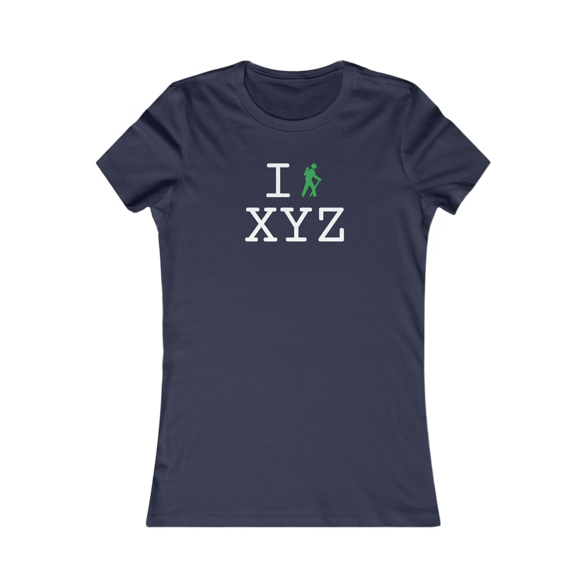 I Hike women's T, green hiker