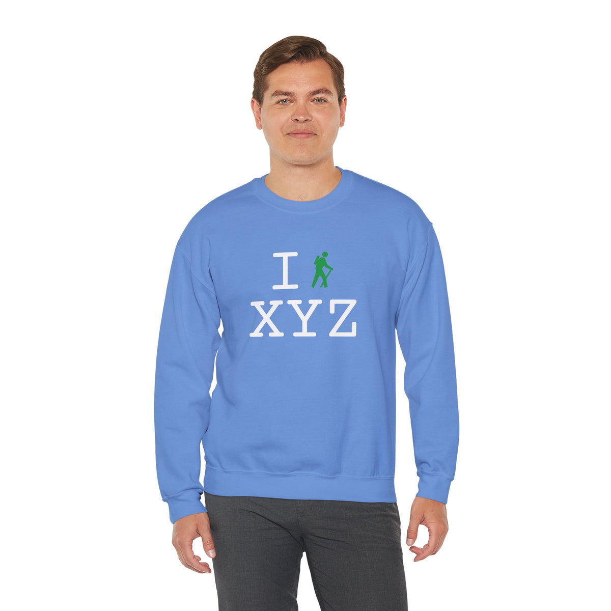 I Hike sweatshirt, green hiker