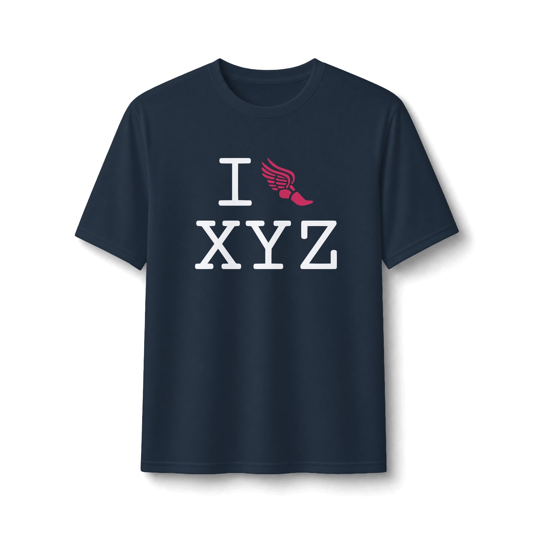 I Run ___ athletic T, hot pink logo