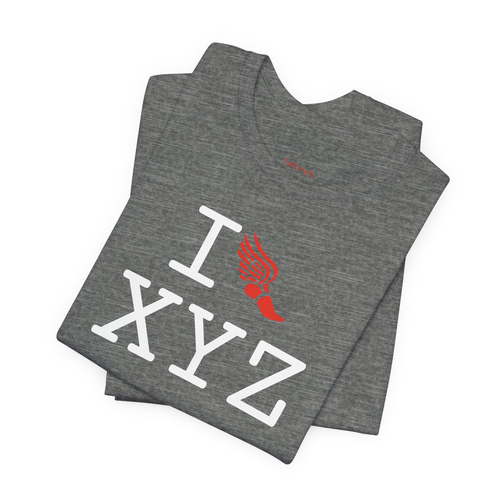 I Run unisex T, red logo