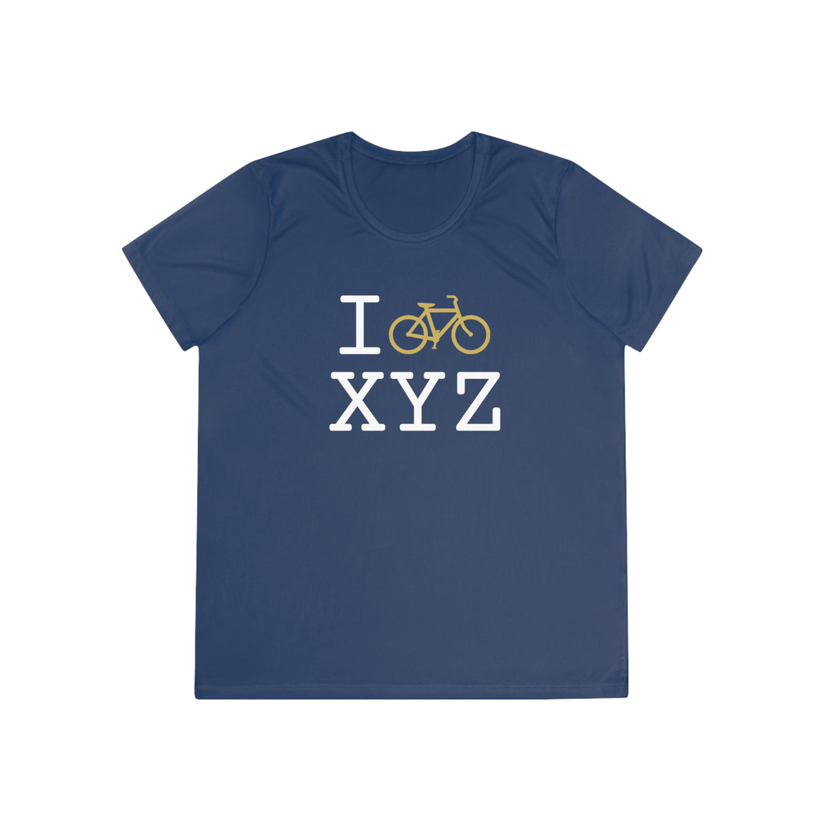 I Bike women's athletic T, gold bike
