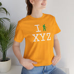I Hike unisex T, green hiker