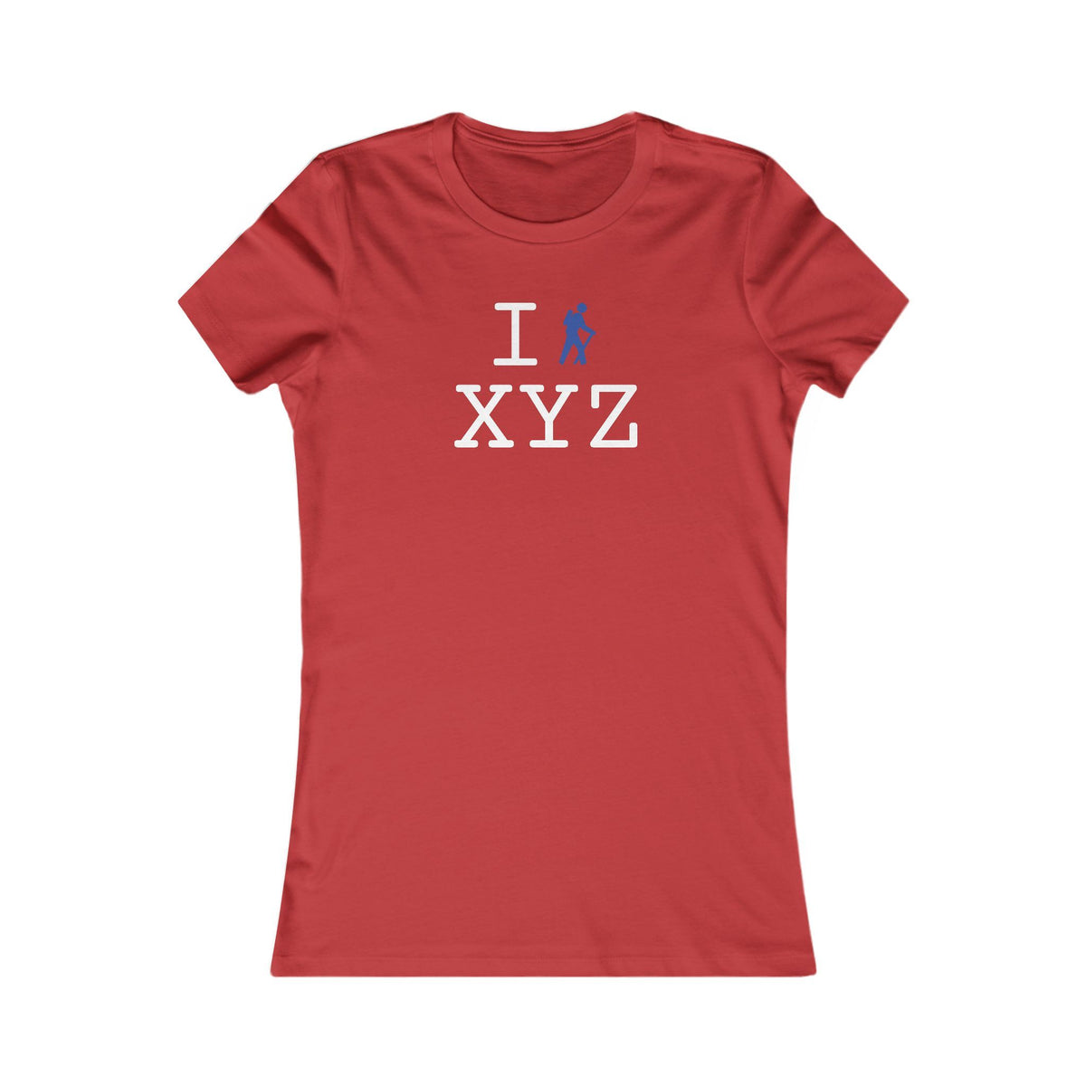 I Hike women's T, blue hiker
