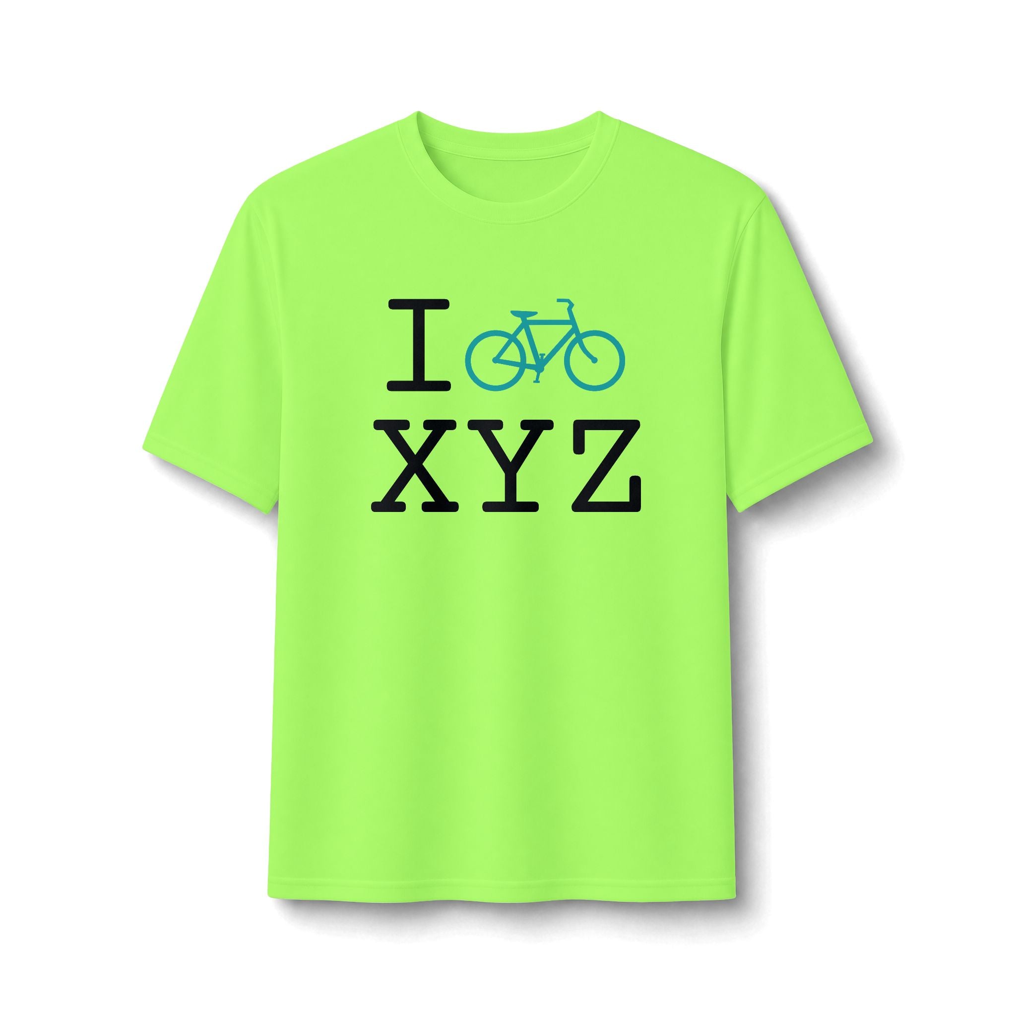 "I Bike ___" athletic T, teal bike