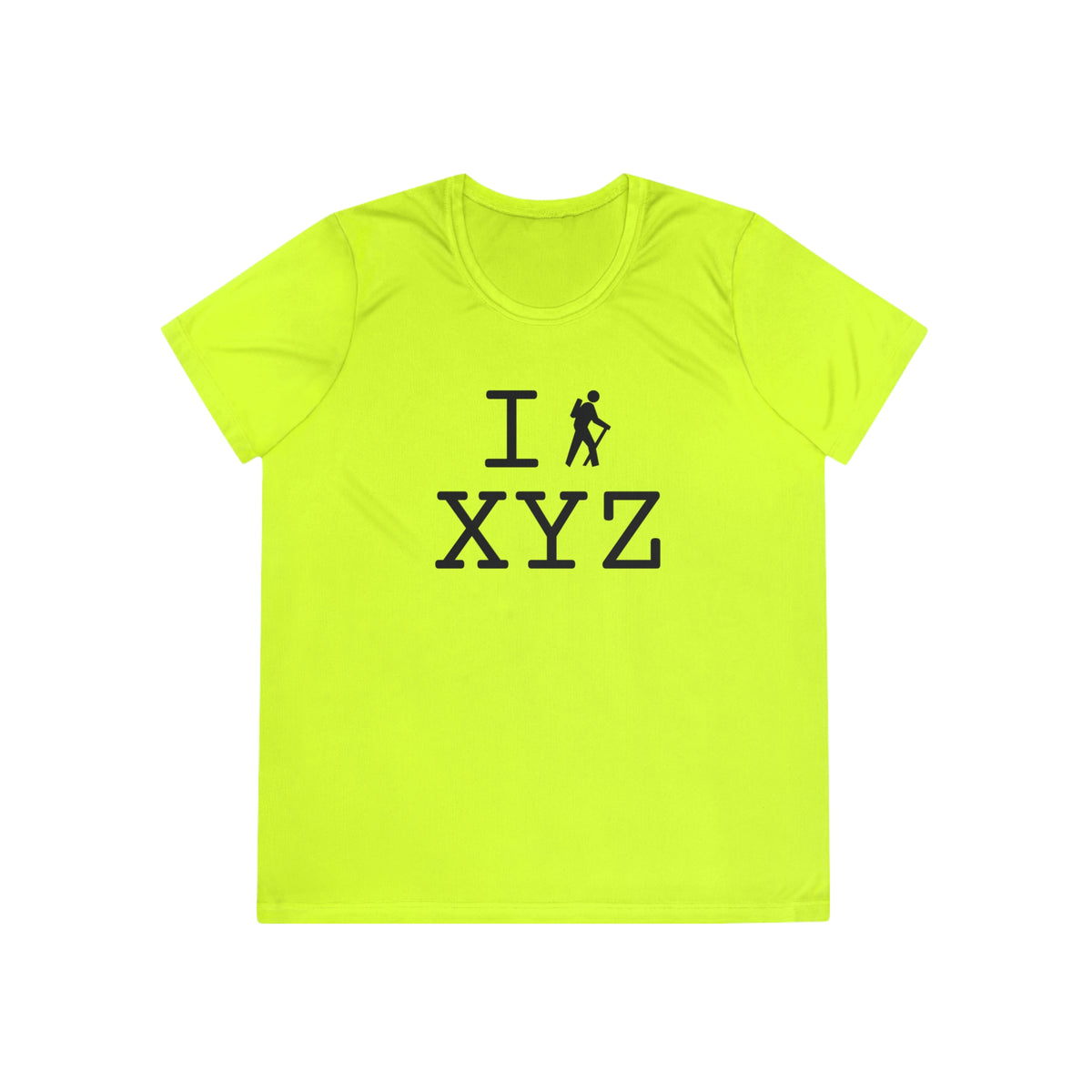 I Hike women's athletic T, black hiker