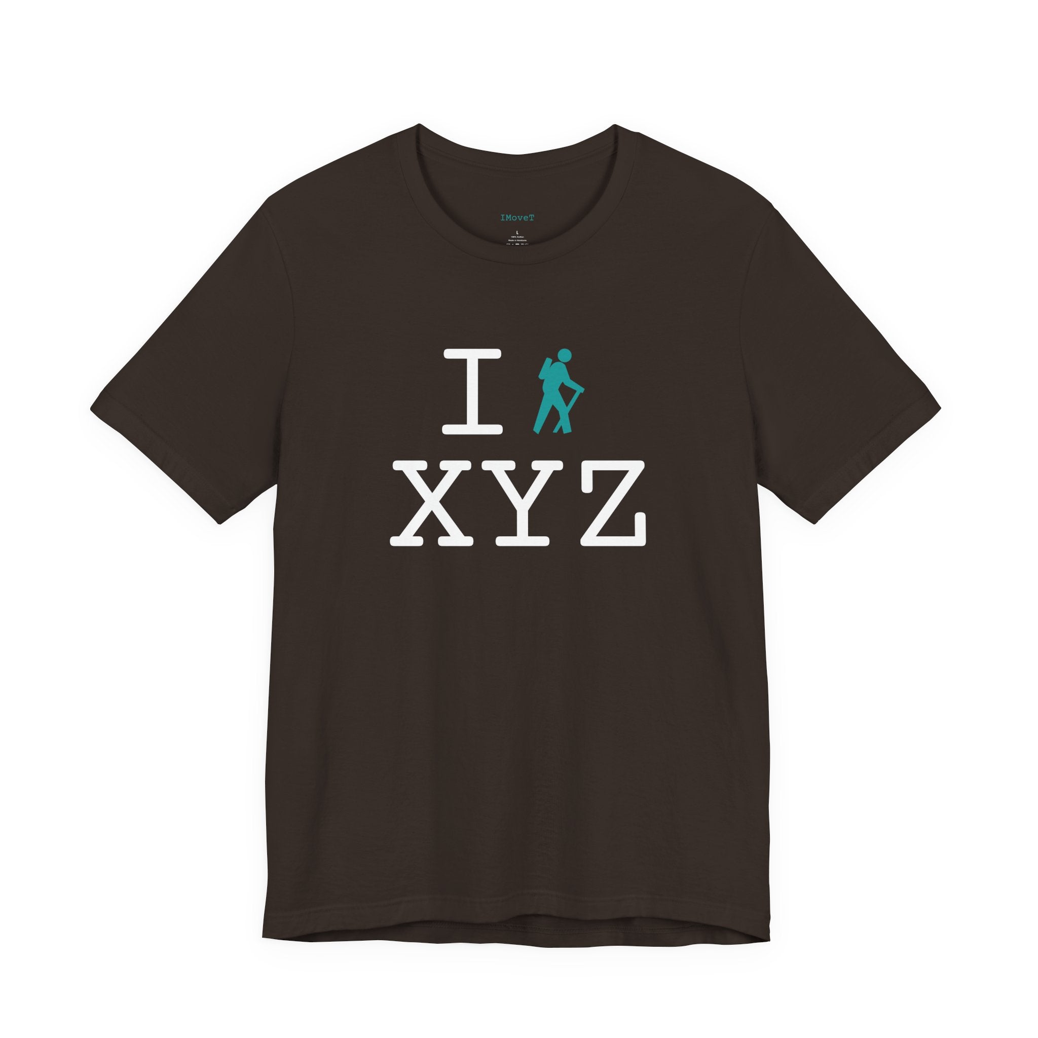 I Hike ___ unisex T, teal hiker