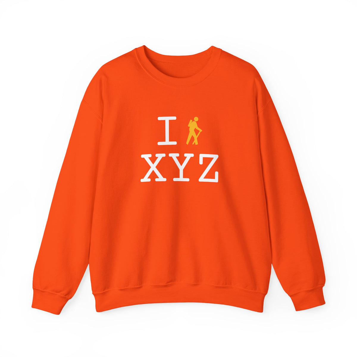 I Hike sweatshirt, yellow hiker