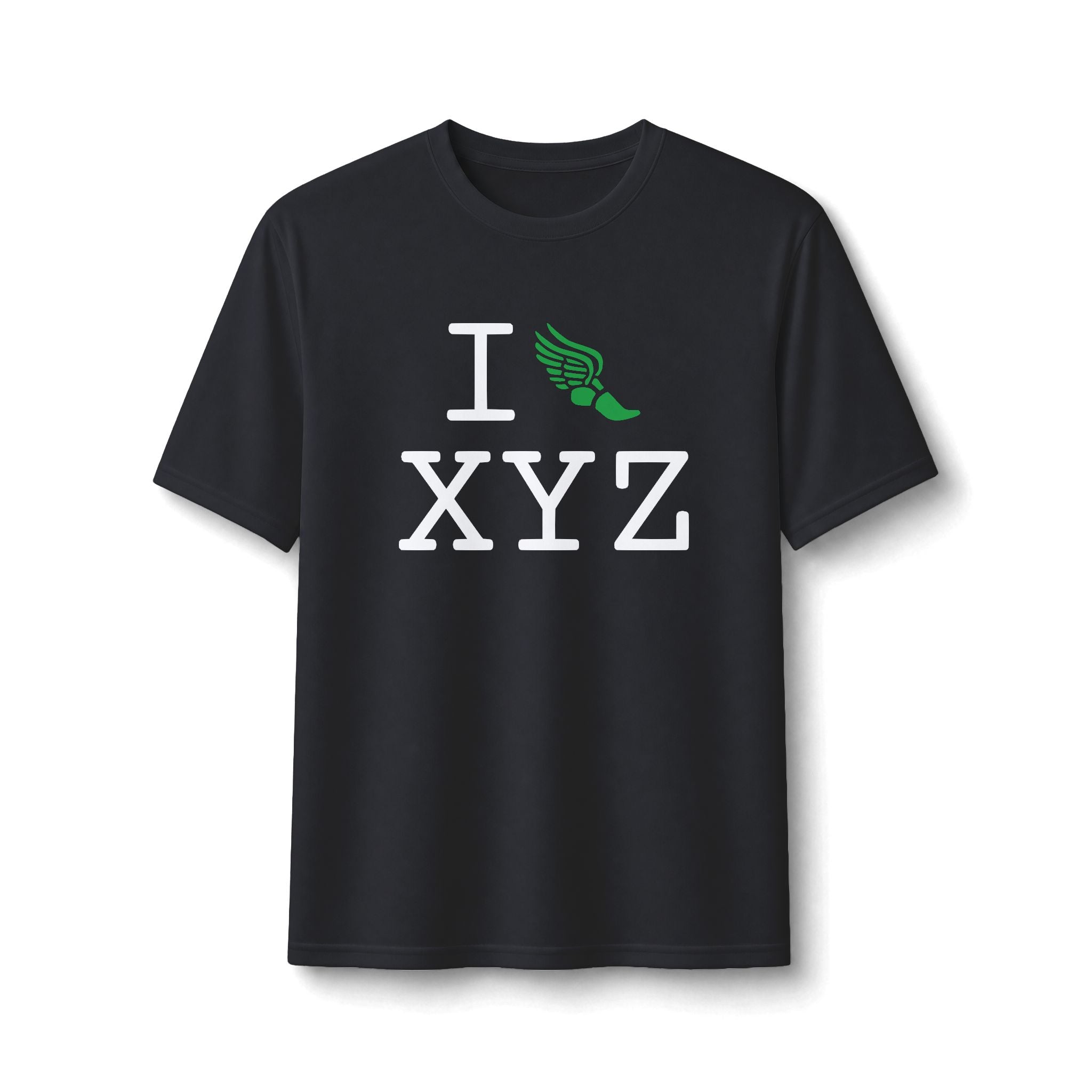 I Run ___ athletic T, green logo