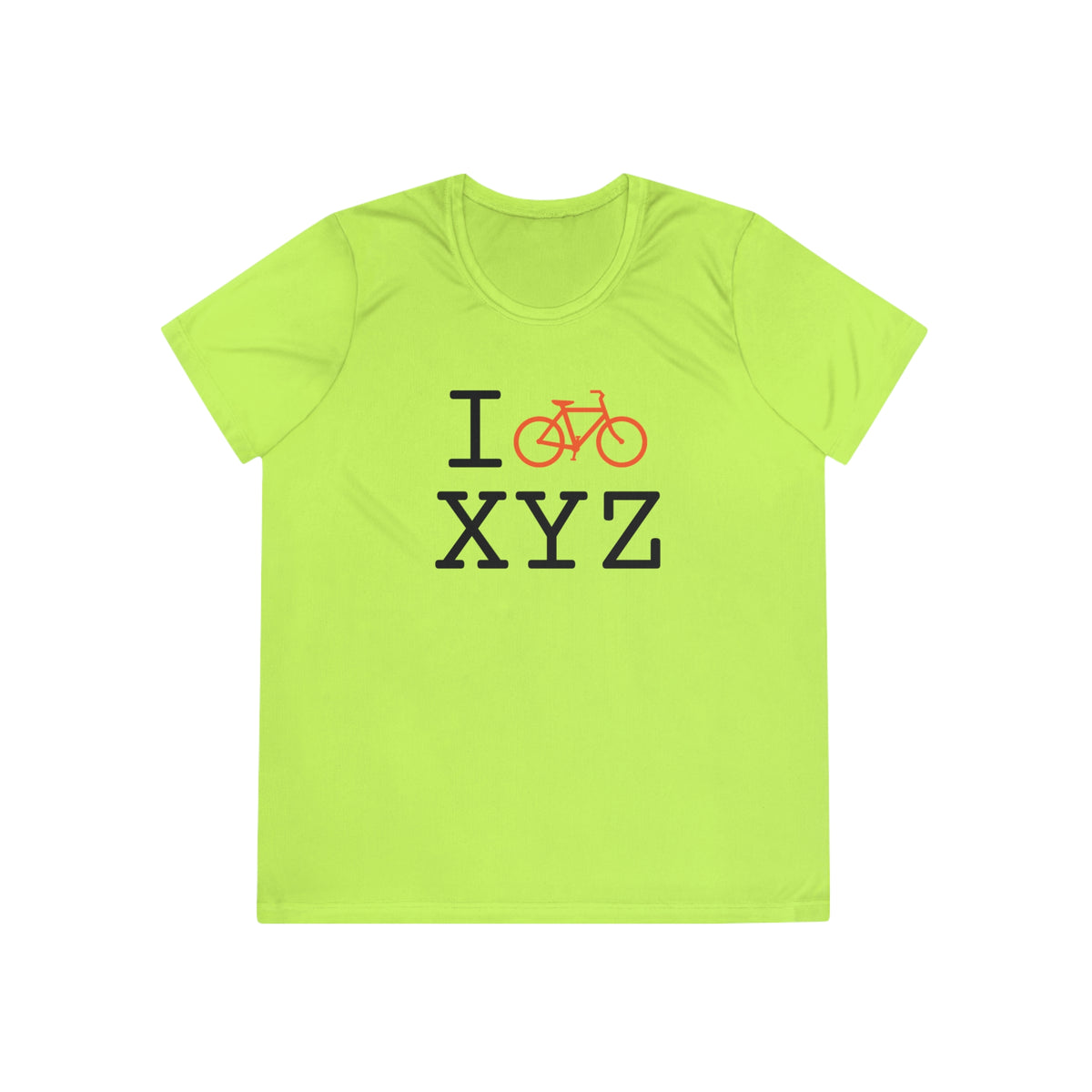 I Bike women's athletic T, orange bike