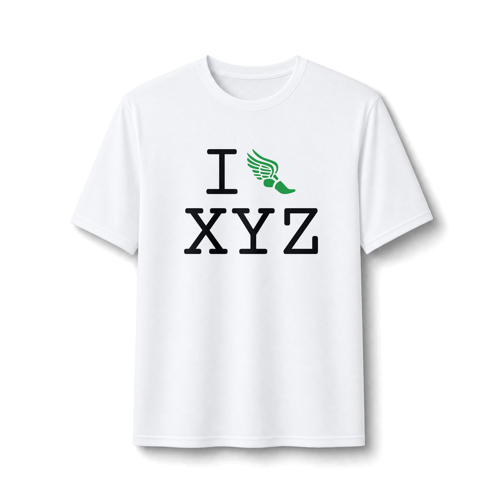 I Run ___ athletic T, green logo