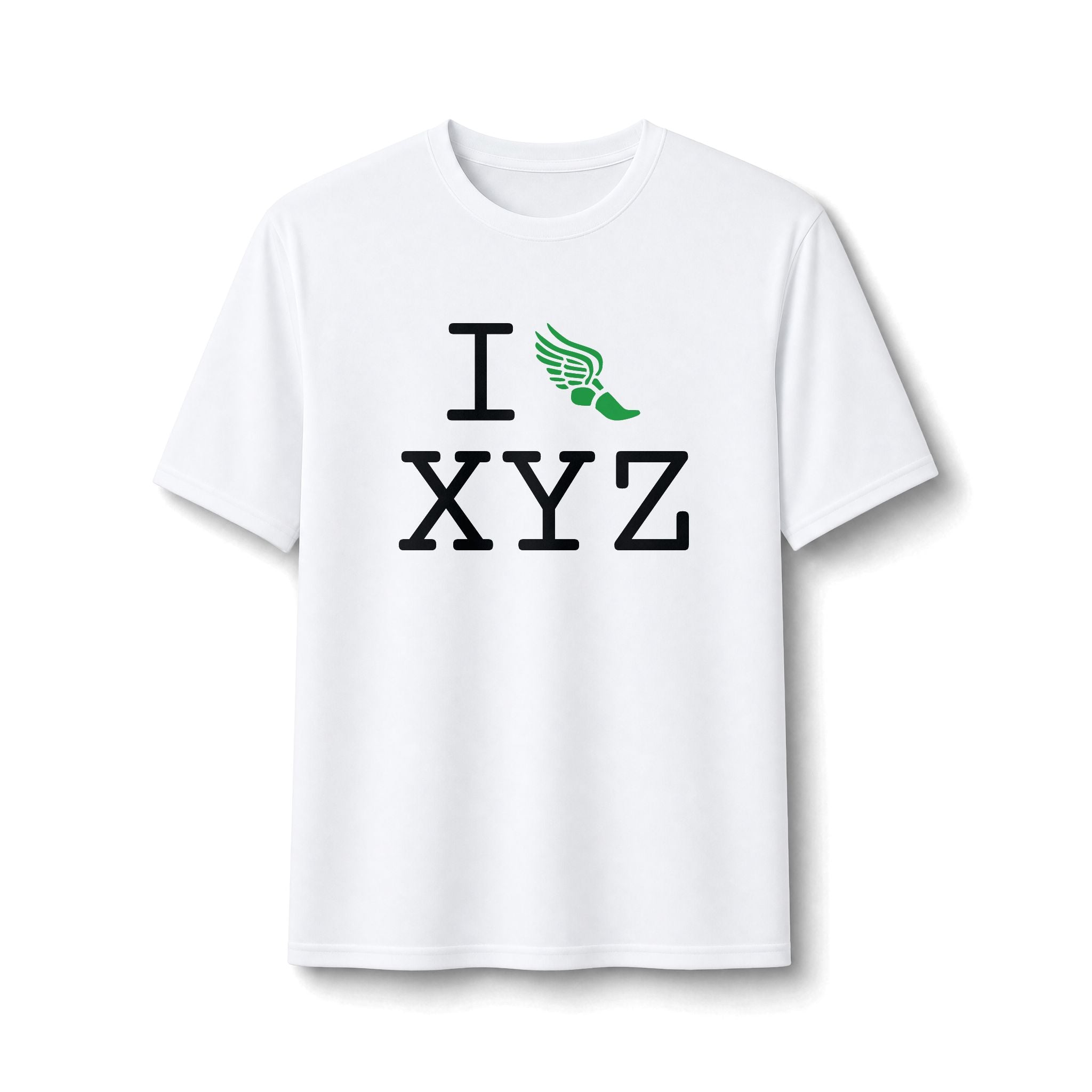 I Run ___ athletic T, green logo