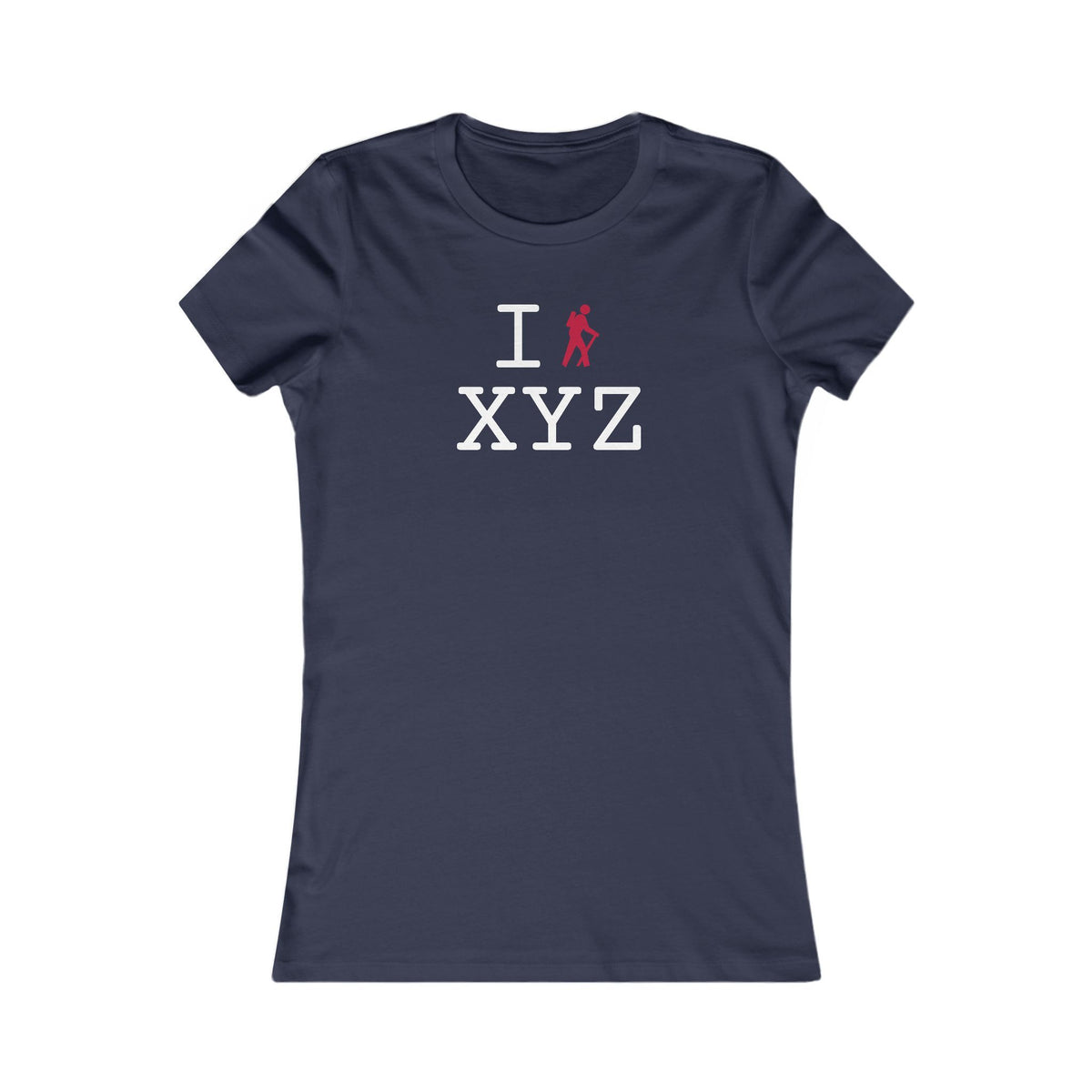 I Hike women's T, red hiker