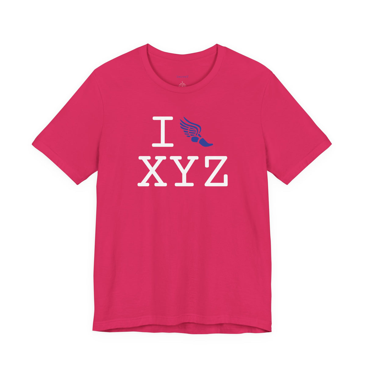 I Run unisex T, blue logo