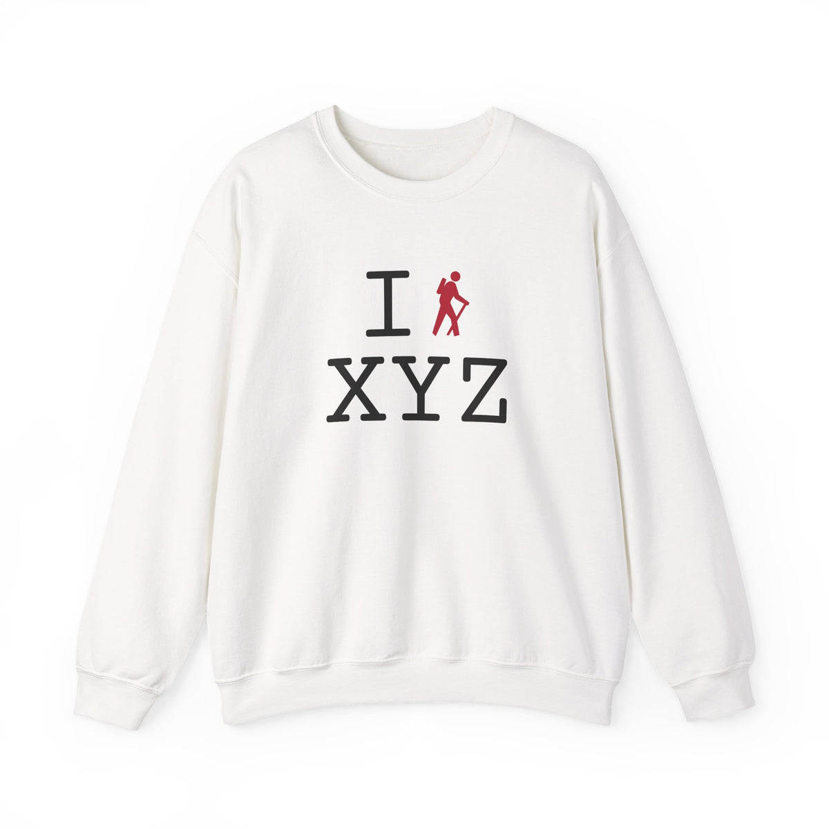 I Hike sweatshirt, red hiker