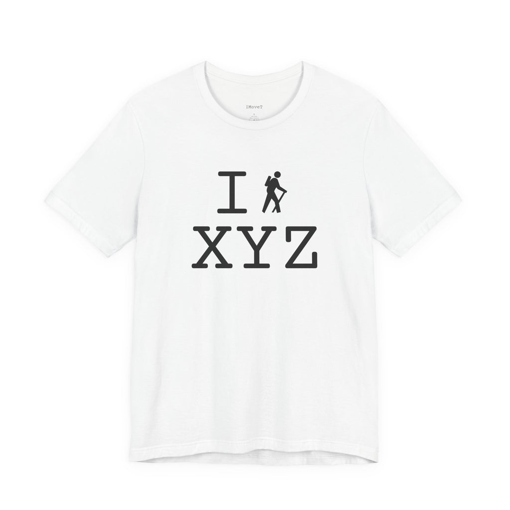I Hike ___ unisex T, black hiker