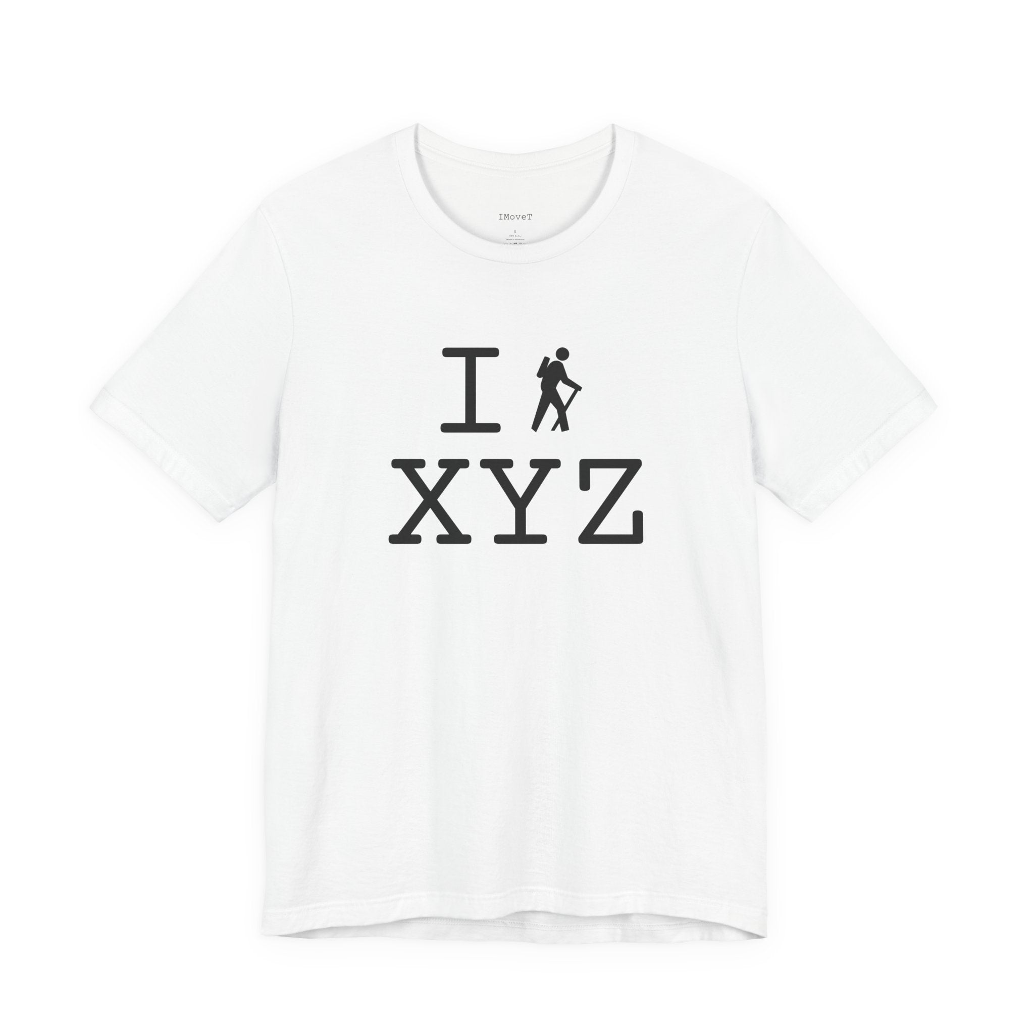 I Hike ___ unisex T, black hiker