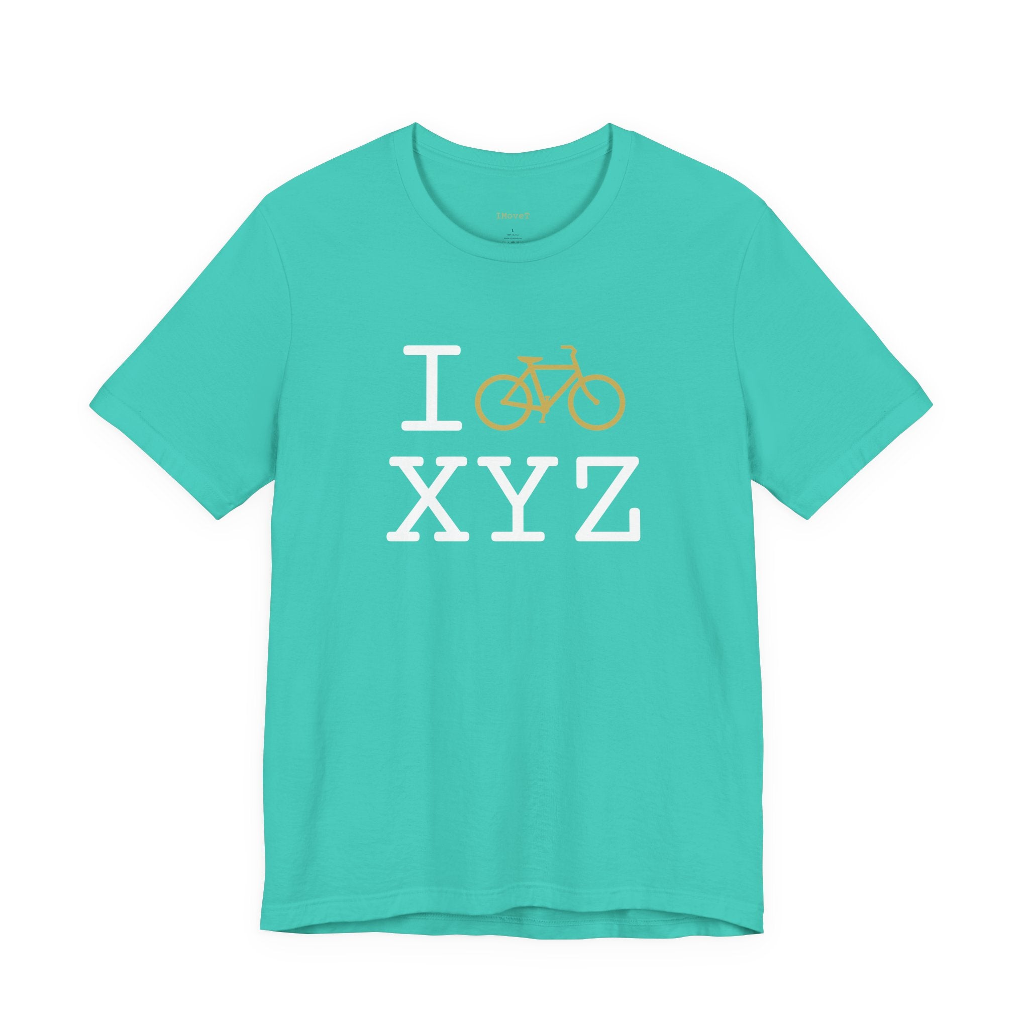 I Bike ___ unisex T, gold bike