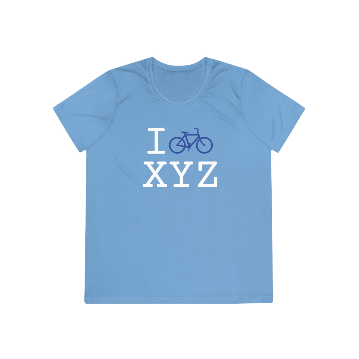 I Bike women's athletic T, blue bike