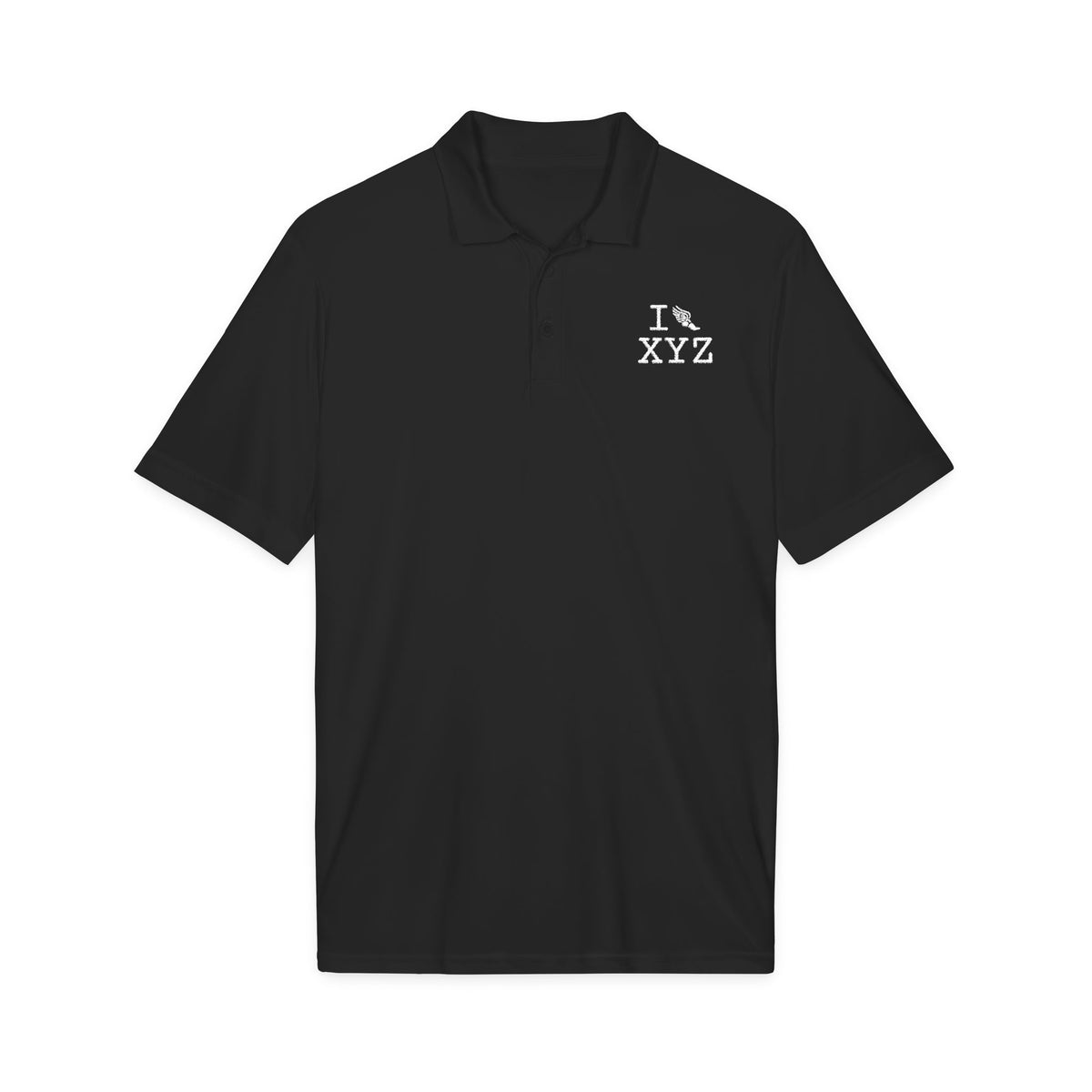 I Run polo, white logo