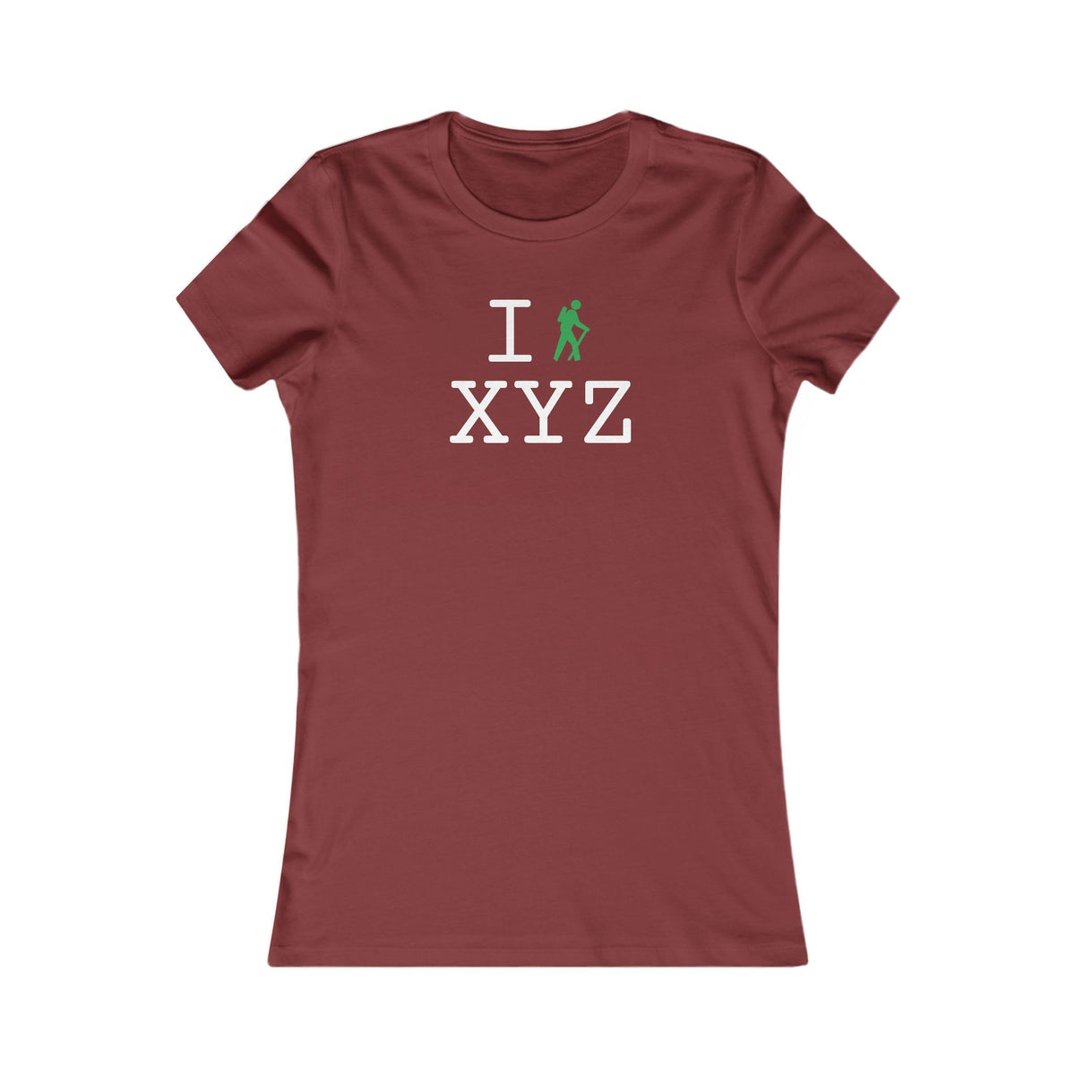I Hike women's T, green hiker
