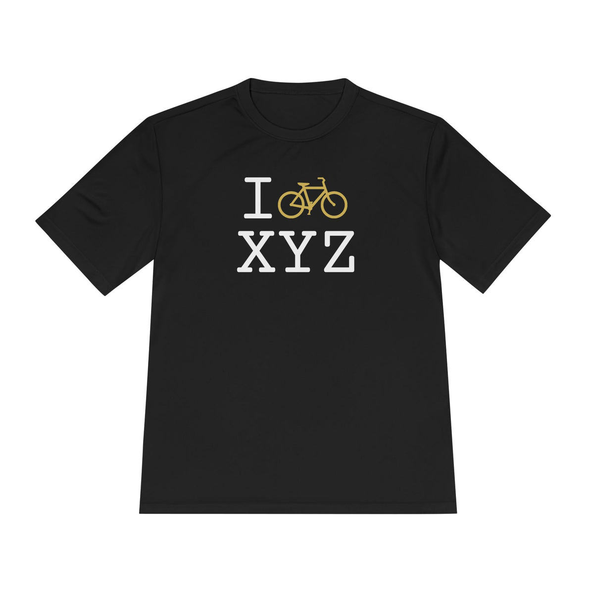 I Bike athletic T, gold bike