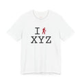 I Hike ___ unisex T, red hiker