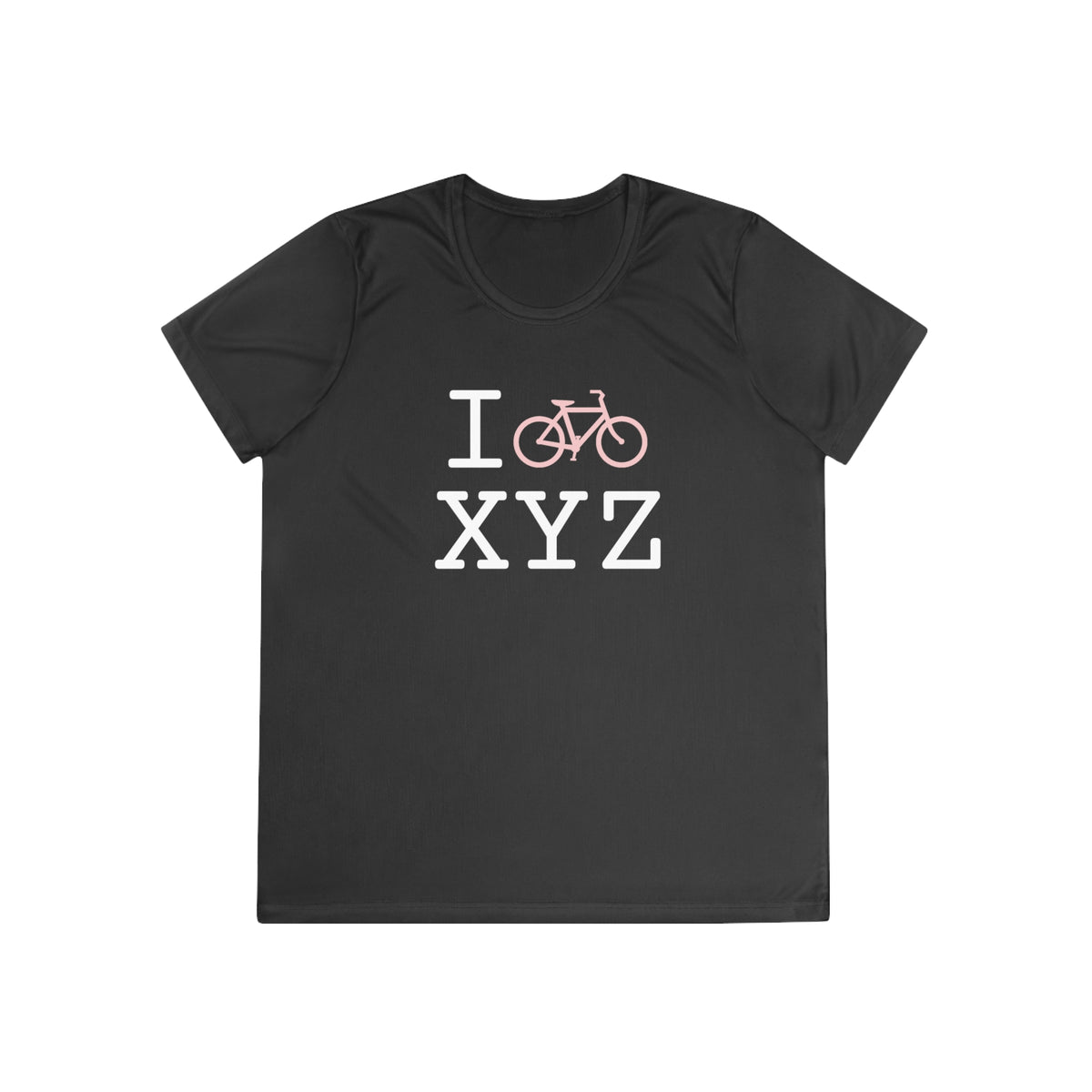 I Bike women's athletic T, pink bike