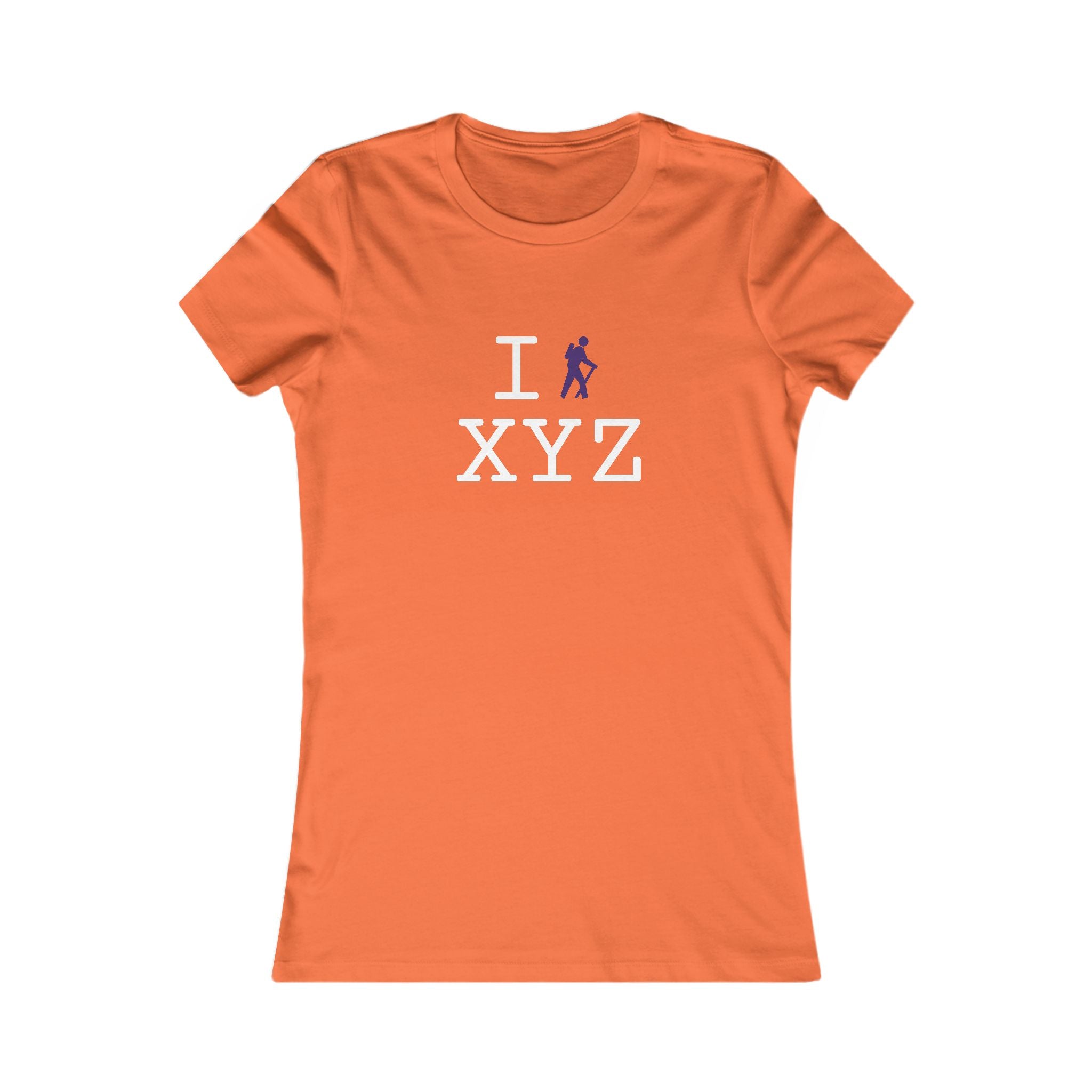 "I Hike ___" women's T, purple hiker