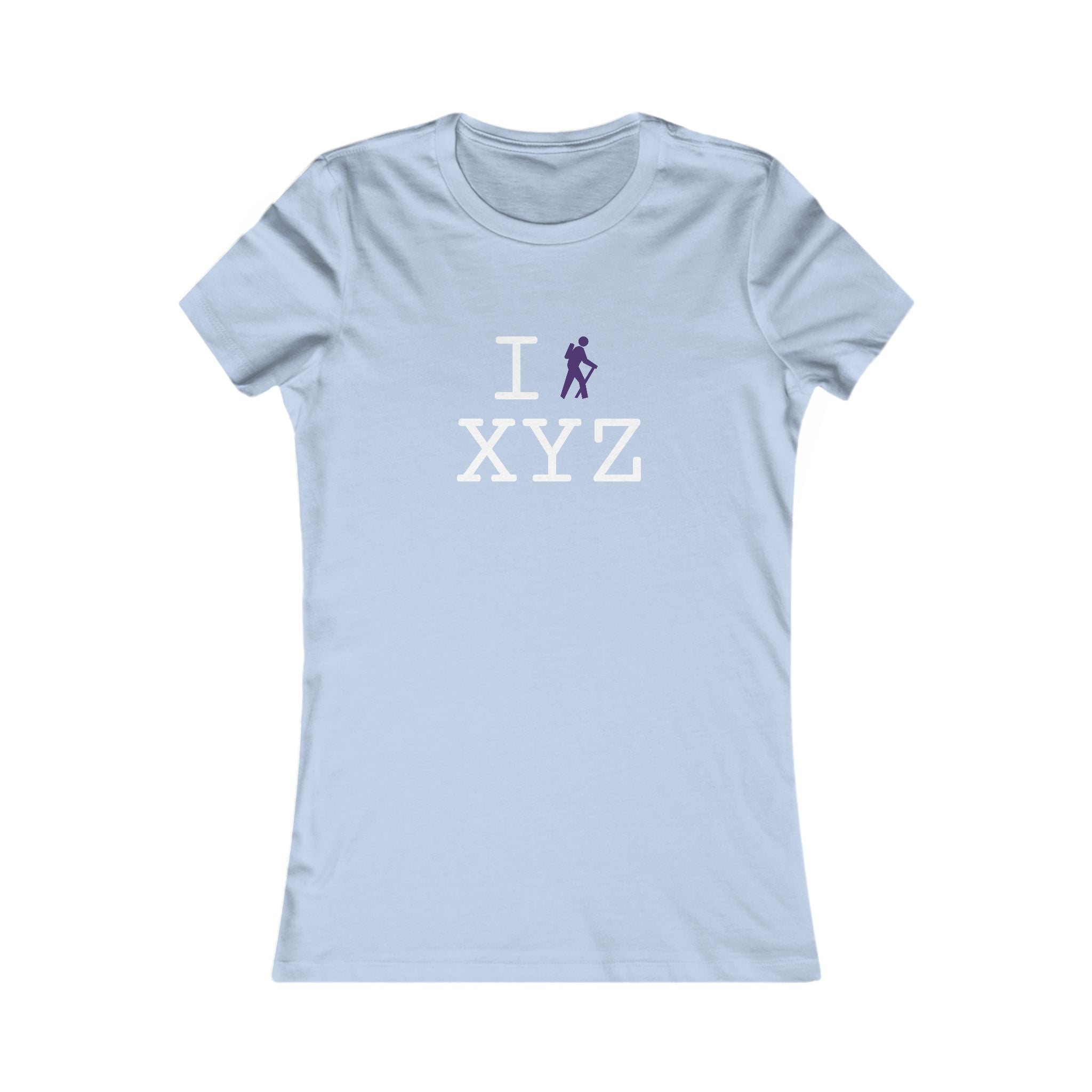 "I Hike ___" women's T, purple hiker