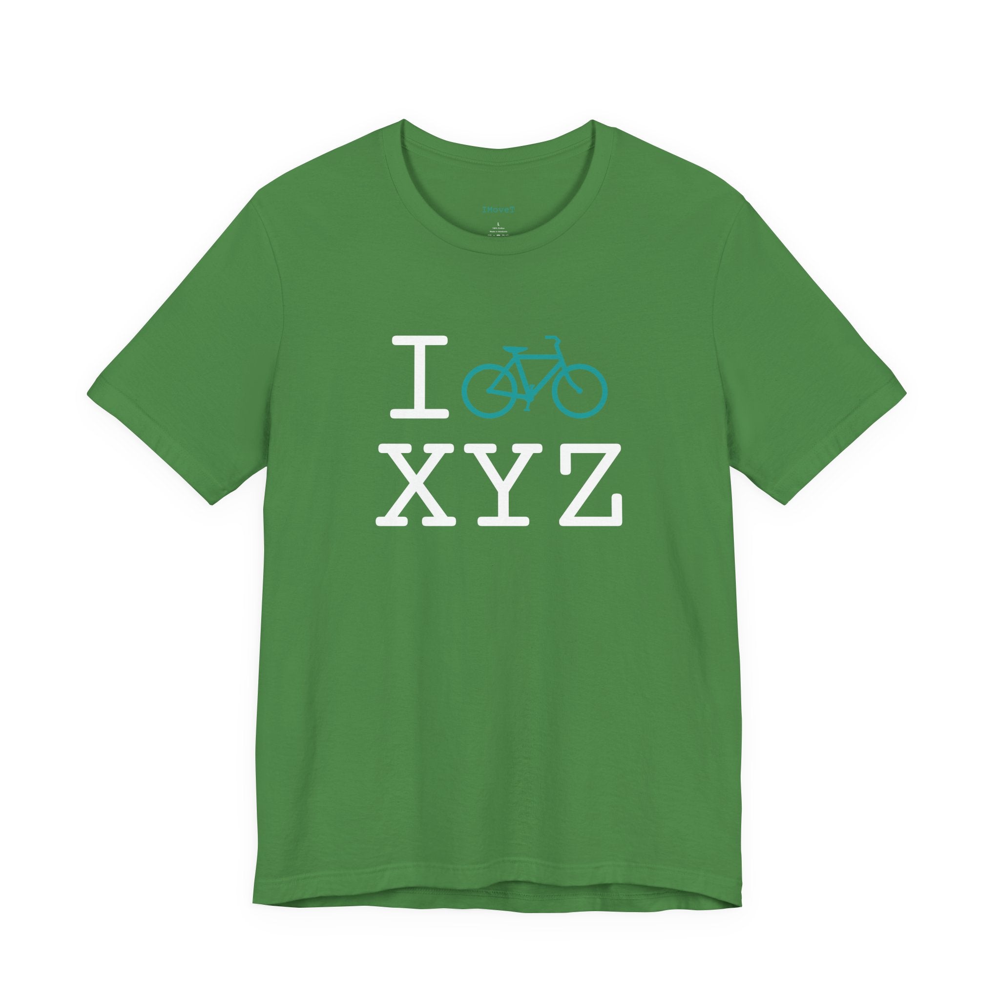 I Bike ___ unisex T, teal bike