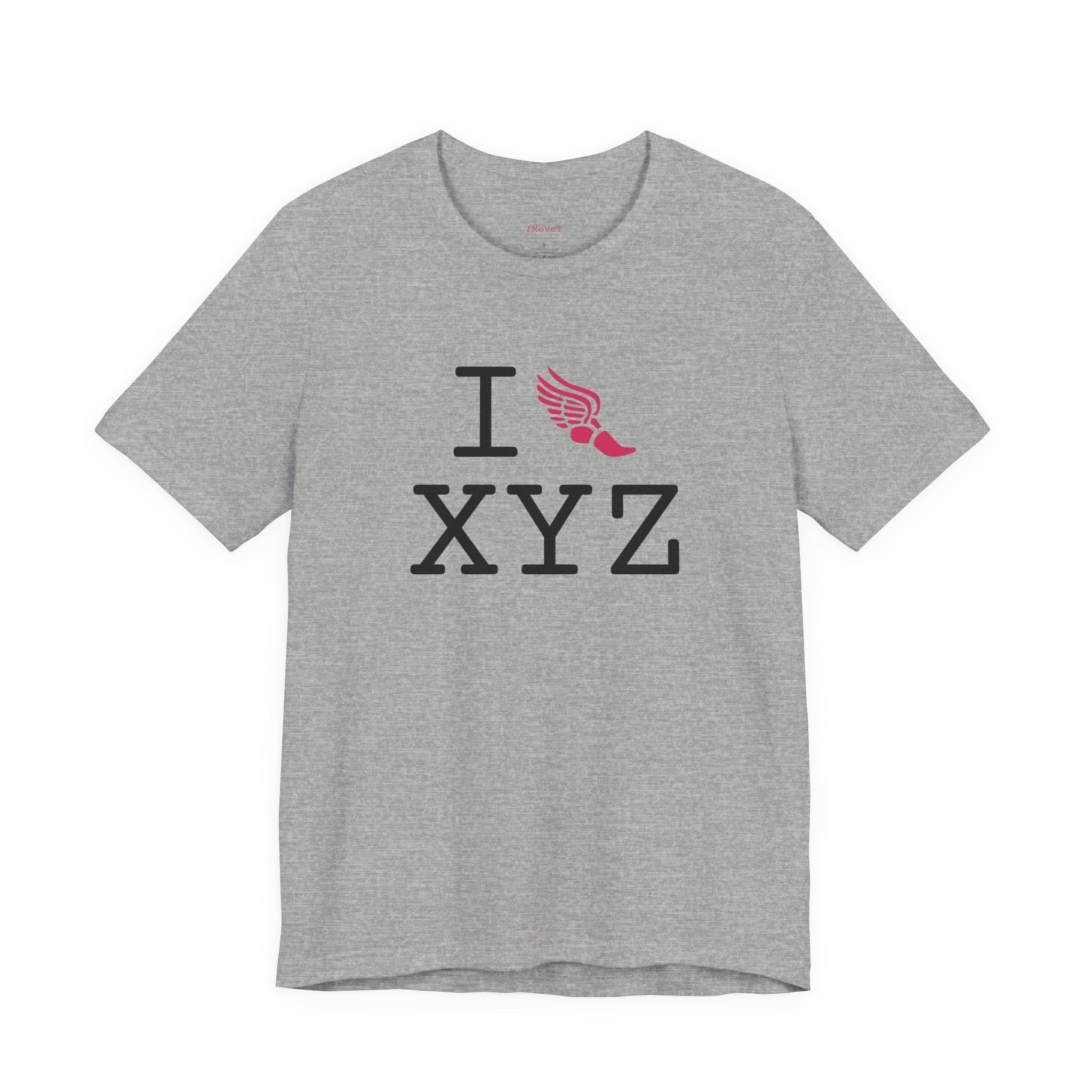 I Run ___ unisex T, hot pink logo