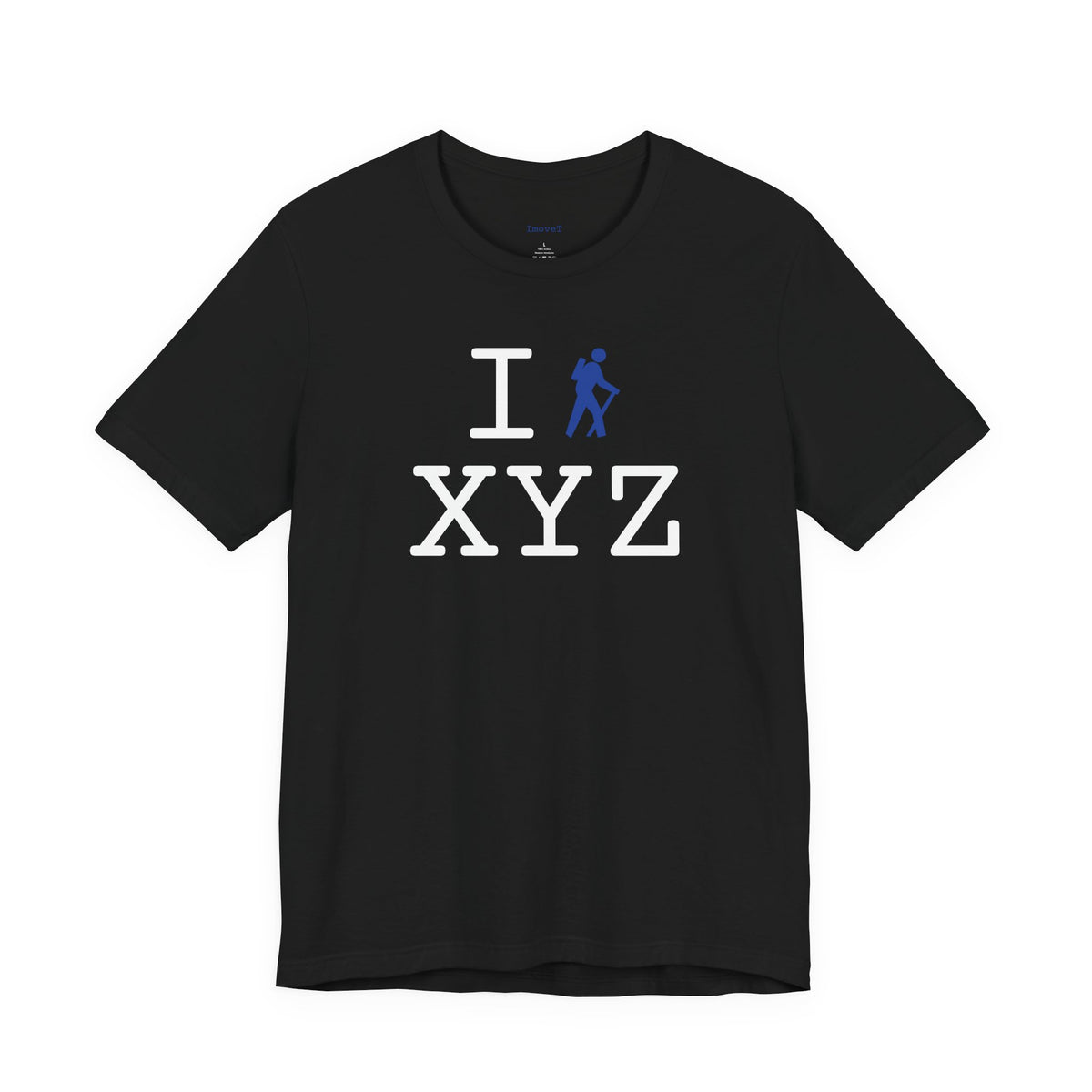 I Hike unisex T, blue hiker