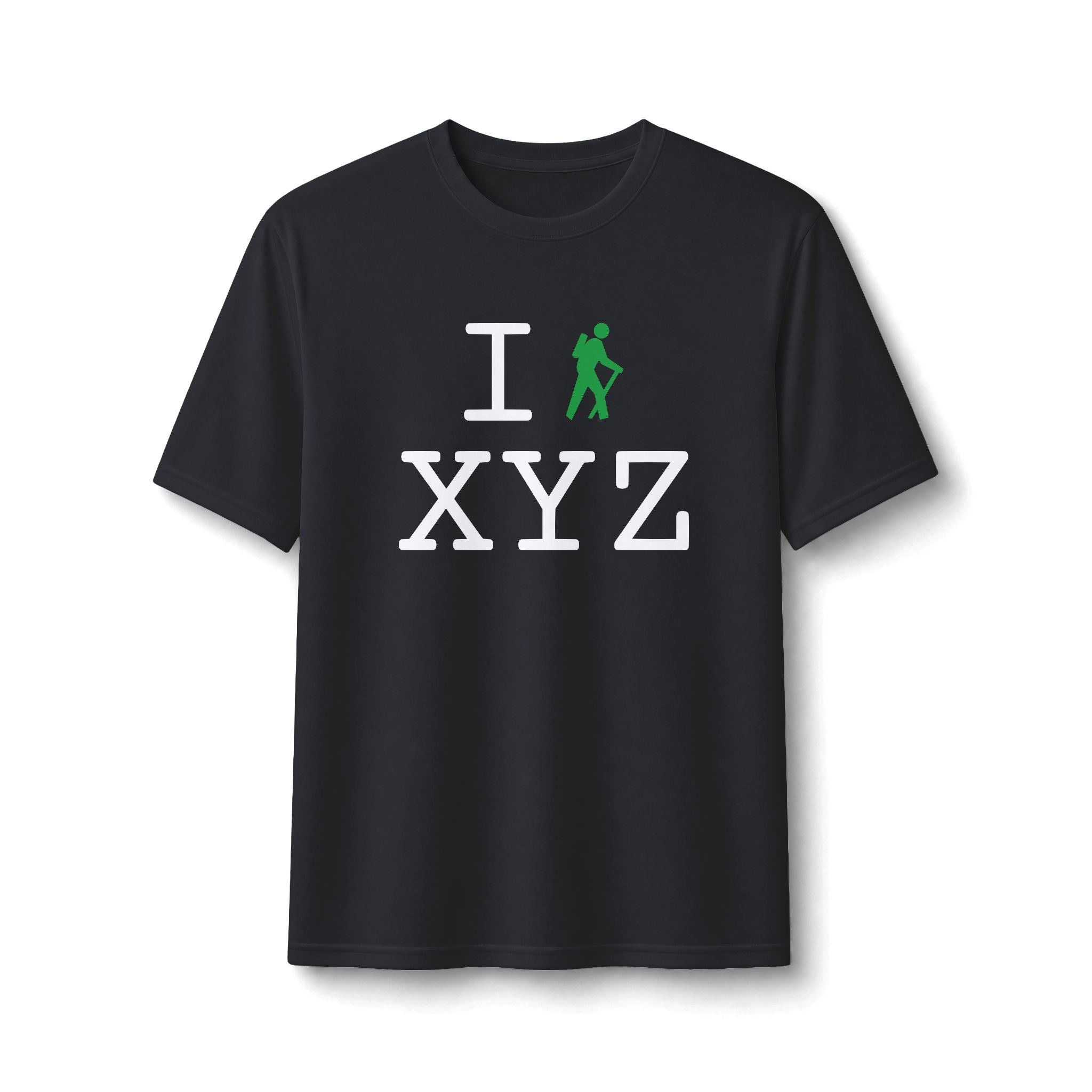 "I Hike ___" athletic T, green hiker