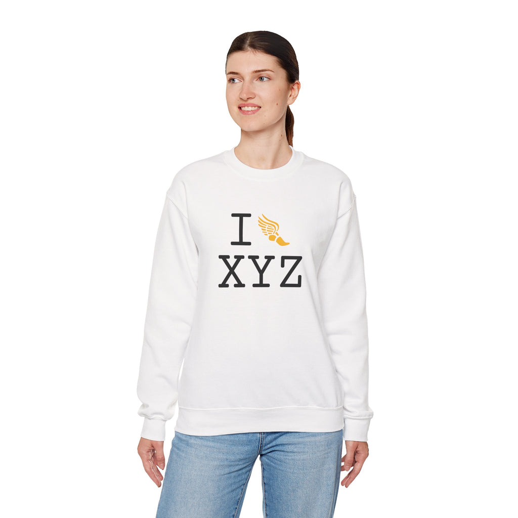 I Run sweatshirt, yellow logo
