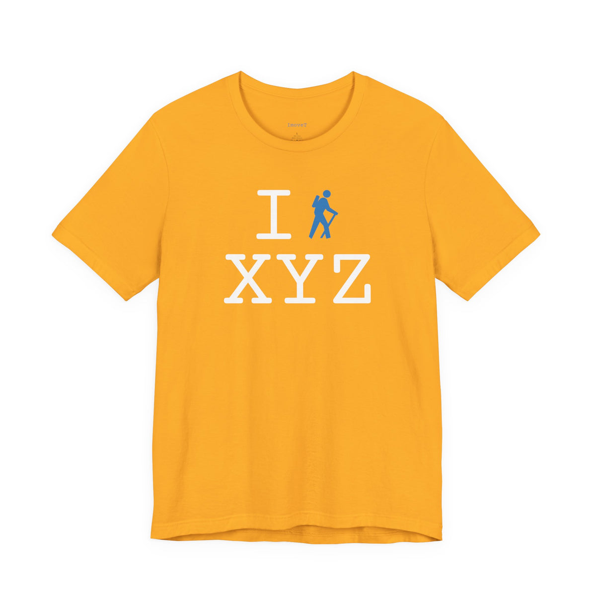 I Hike unisex T, light blue hiker