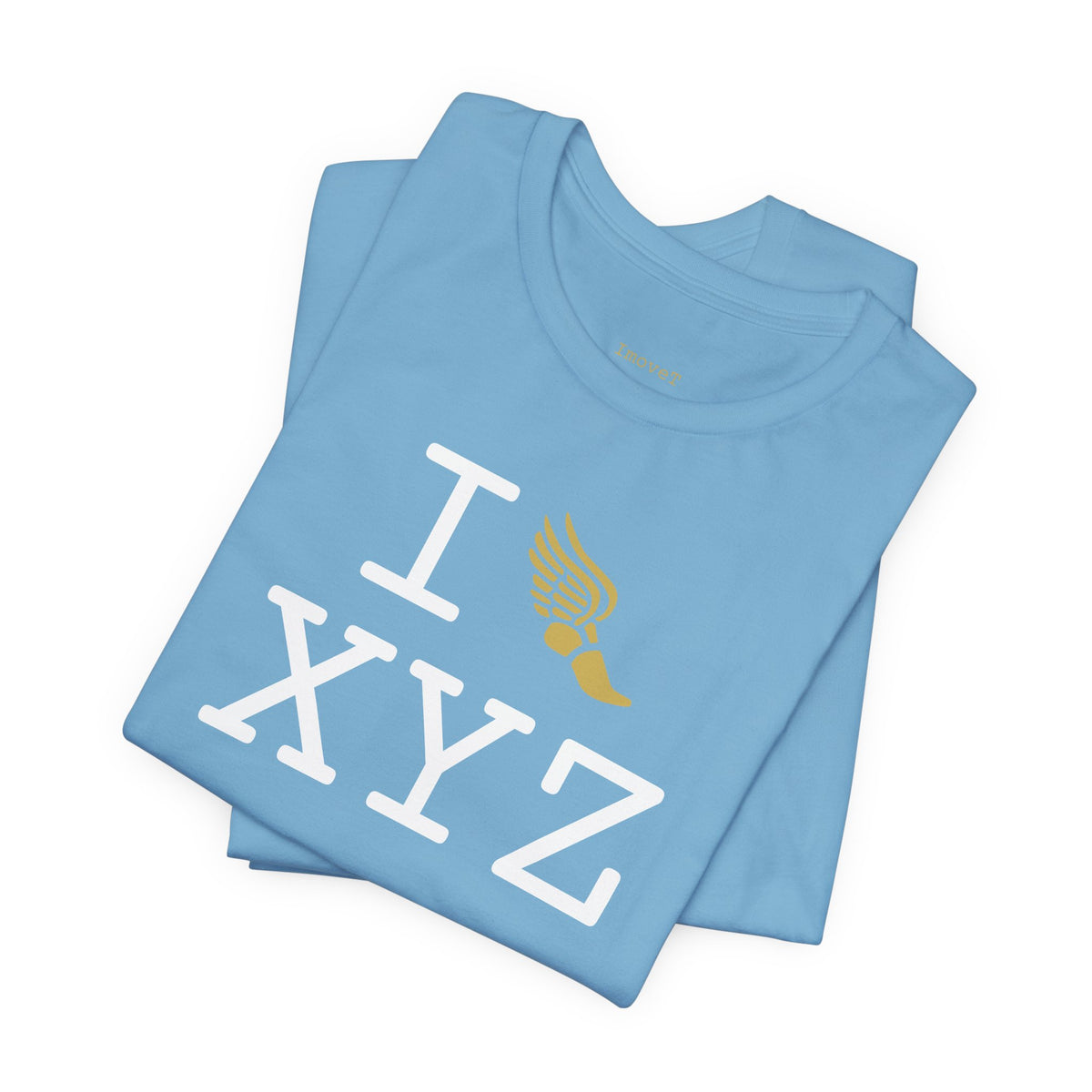 I Run unisex T, gold logo