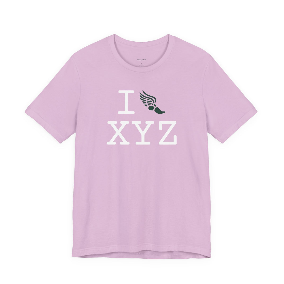 I Run unisex T, dark green logo