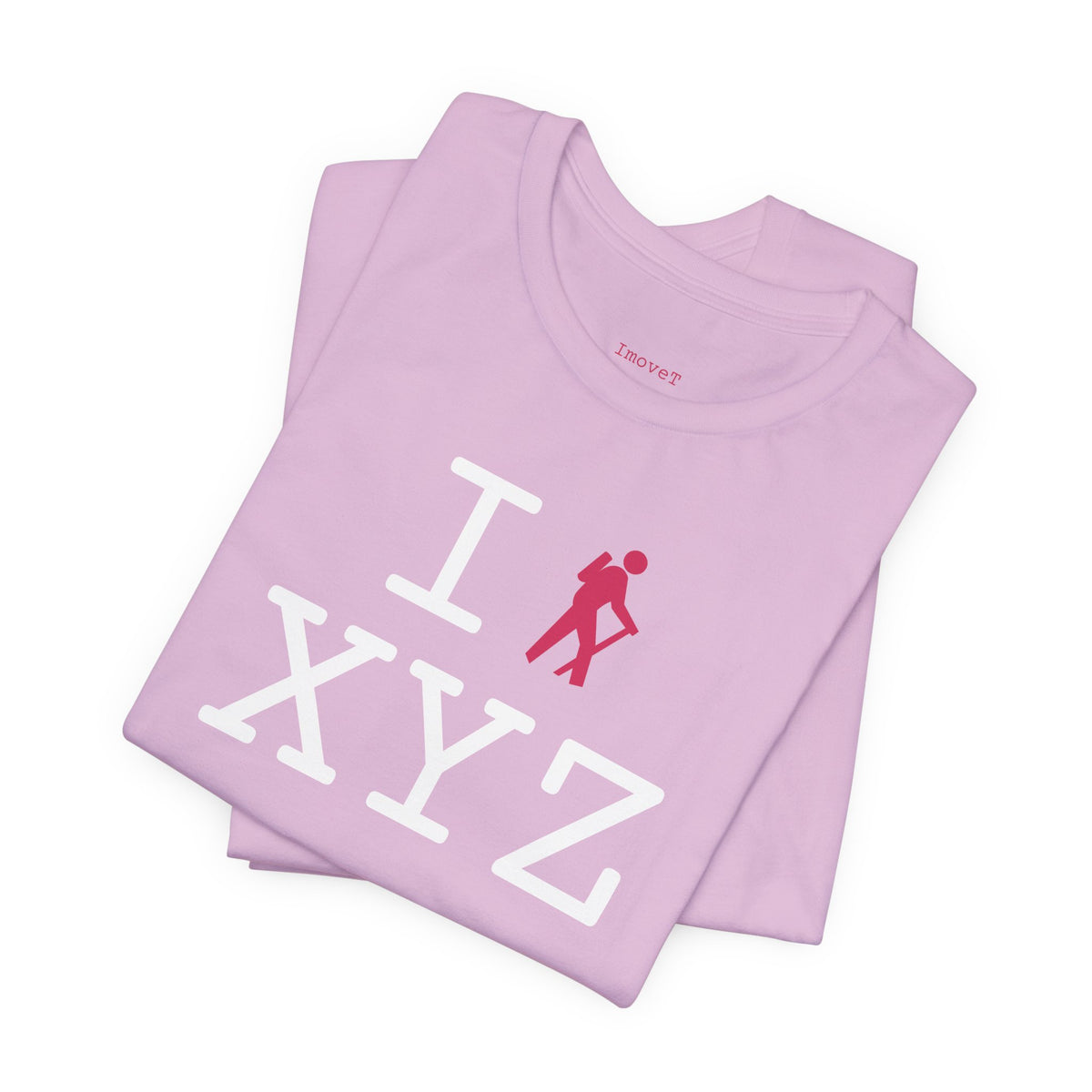 I Hike unisex T, hot pink hiker