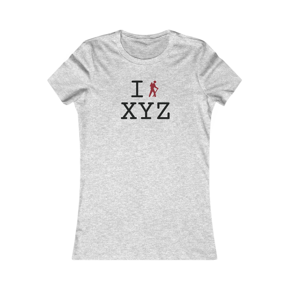 I Hike women's T, crimson hiker