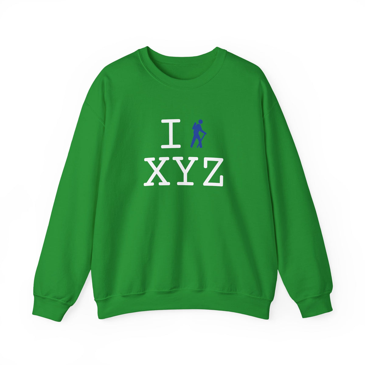 I Hike sweatshirt, blue hiker