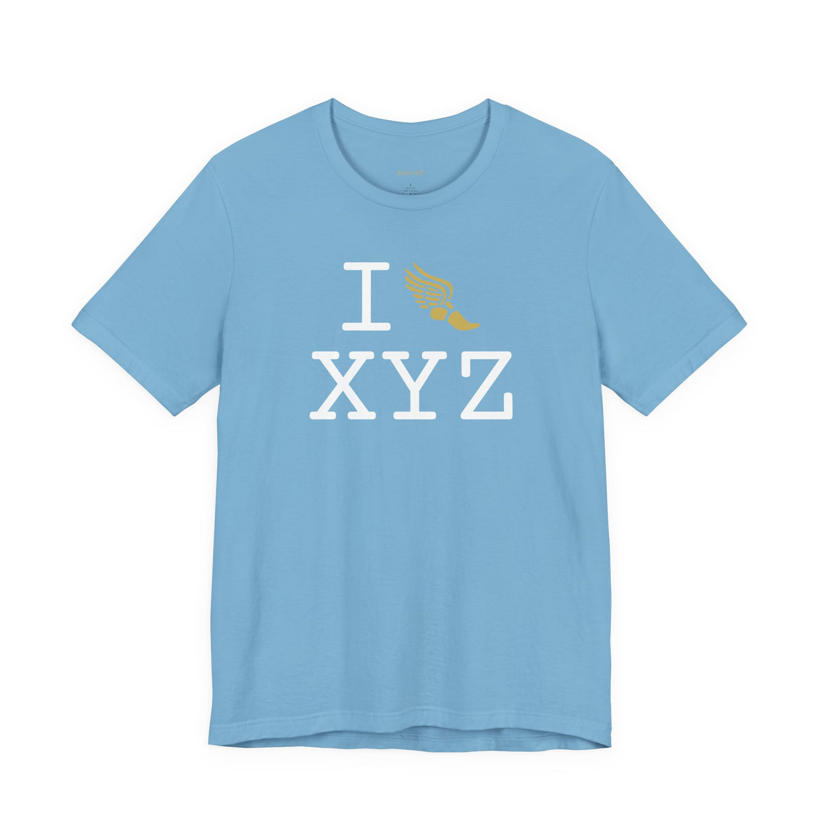 I Run unisex T, gold logo
