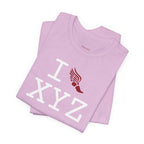 I Run unisex T, crimson logo