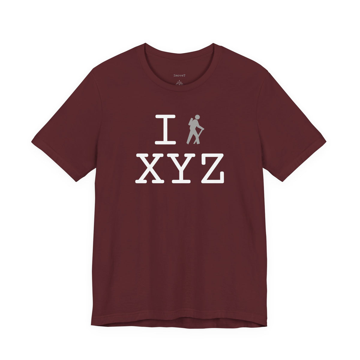I Hike unisex T, grey hiker