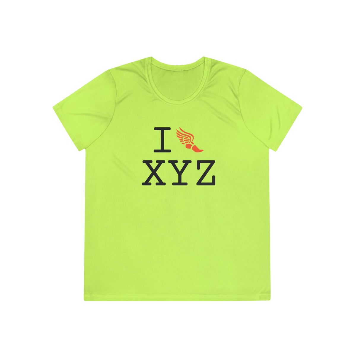 I Run women's athletic T, orange logo