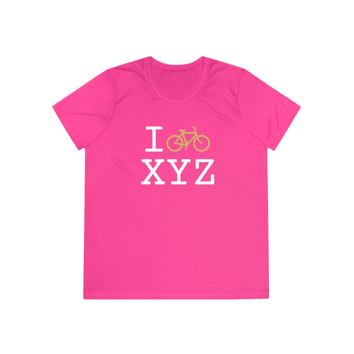 I Bike women's athletic T, gold bike